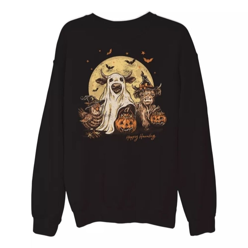 Goodie Two Sleeves Women's Happy Haunt Halloween Sweatshirt sz XL